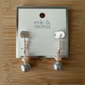 Evie & Emma Gold Tone Pearl Drop Women’s Earrings NWT
